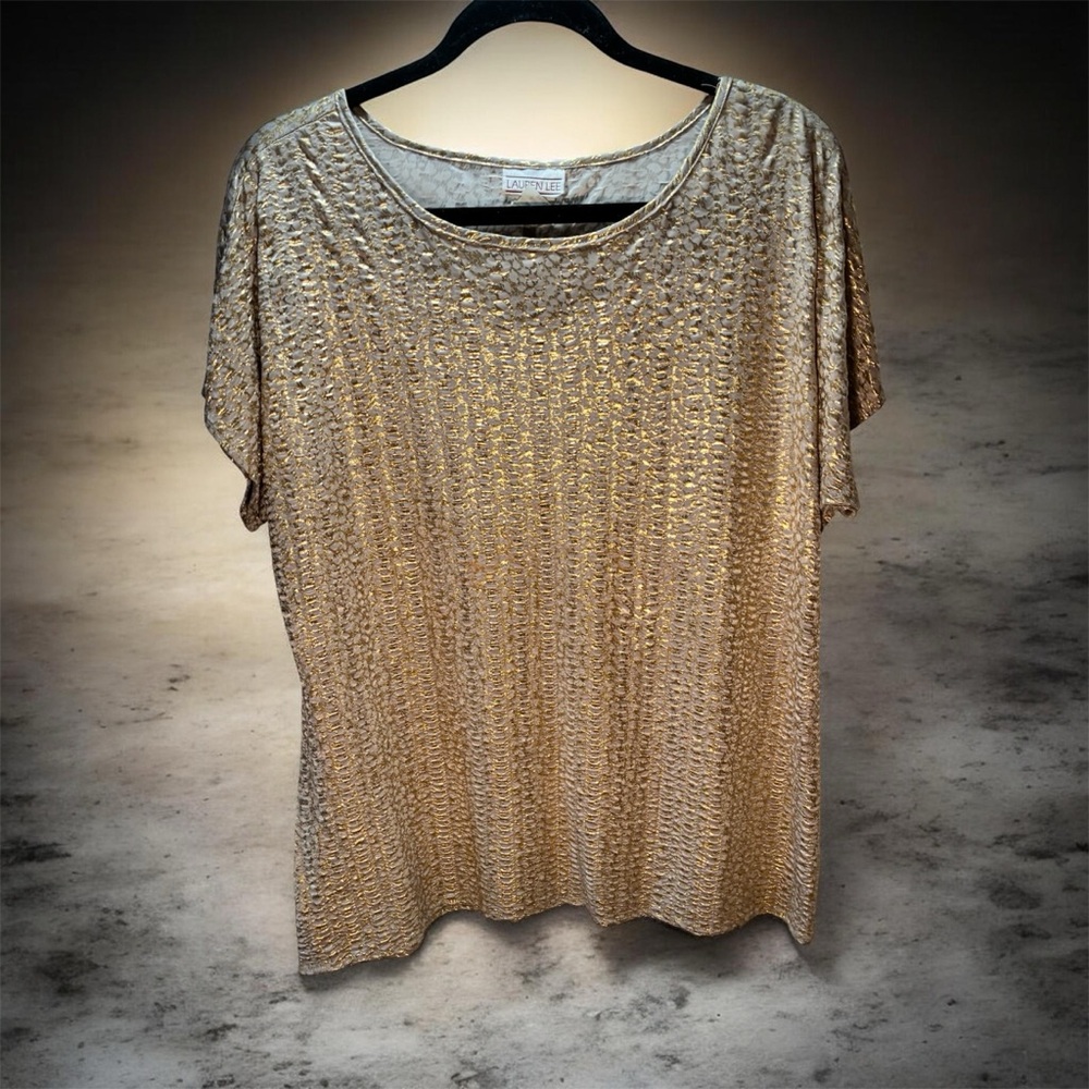 Vintage Lauren Lee Metallic Gold Party Top